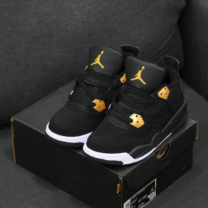 Sepatu Anak Jordan 4 Retro Black Gold BNIBWT
