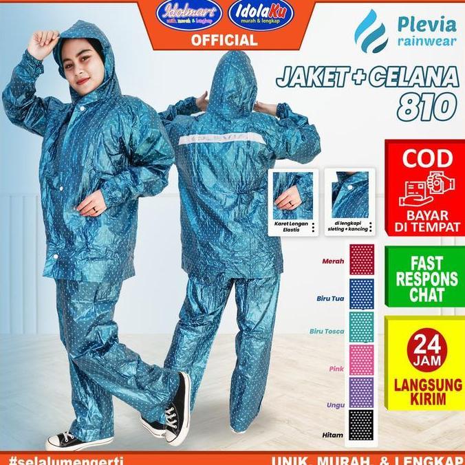 IDOLMART Jas Hujan Dewasa /Jas Hujan 810 Plevia Pria Wanita Dewasa
