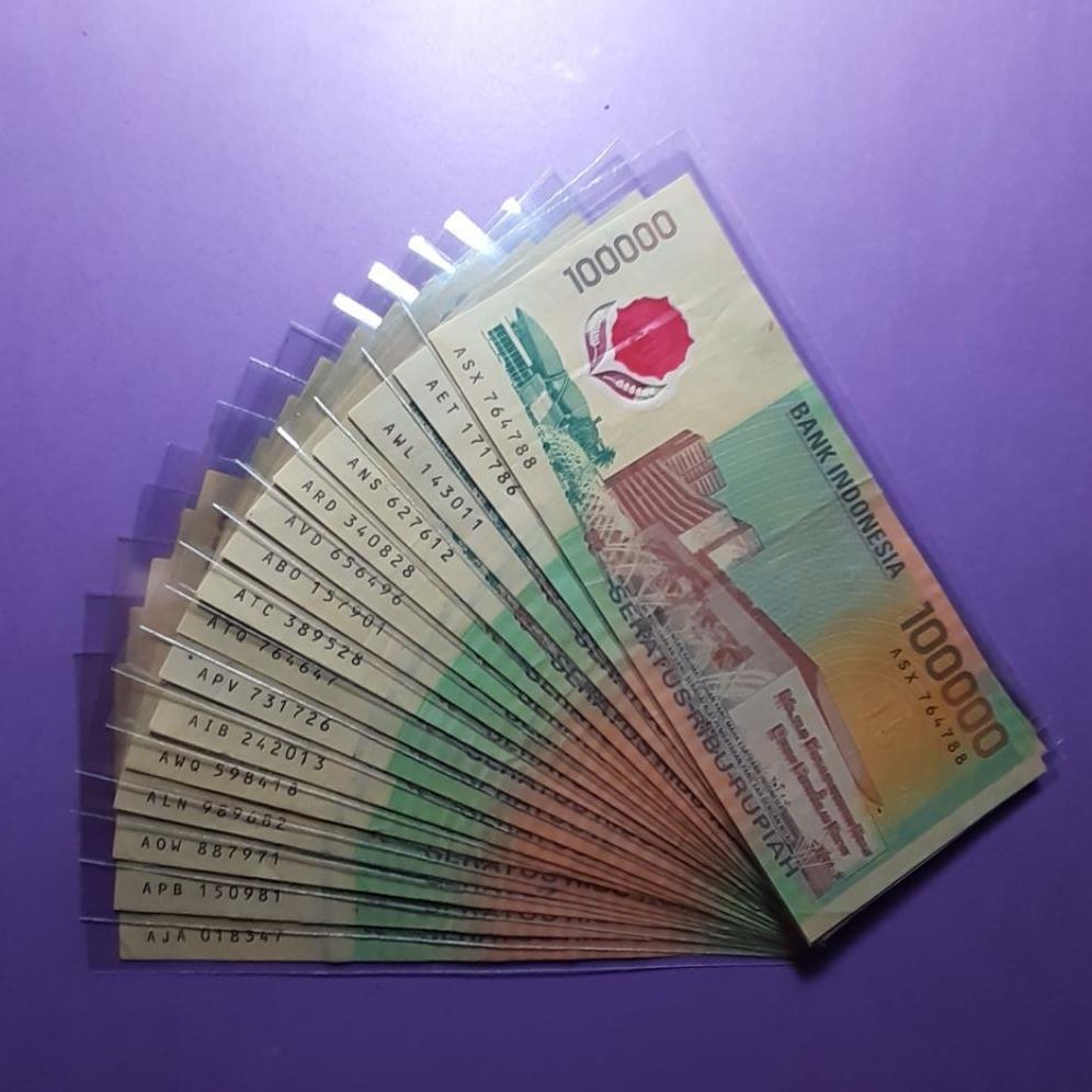 Dindaseller6 - Uang Kuno Asli 100000 Rupiah Polymer Tahun 1999 Sukarno Hatta Koleksi Langka