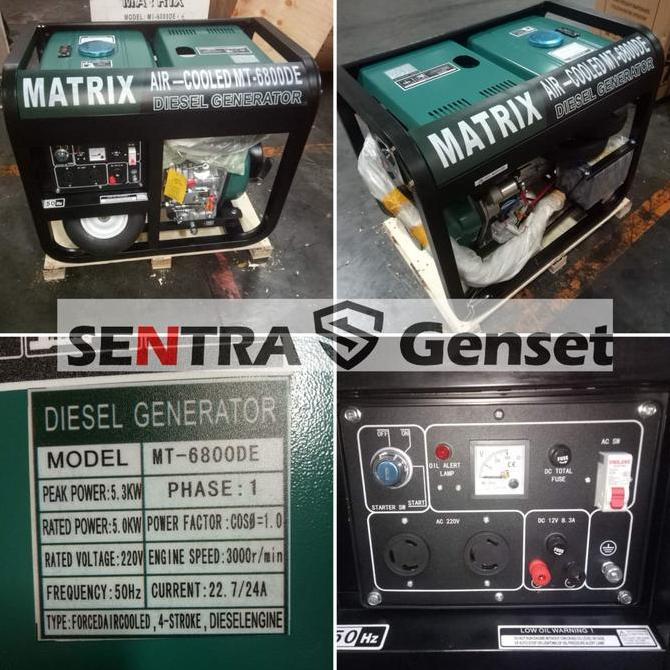Genset Diesel 5000 Watt 1 Phase. Matrix Mt6800De