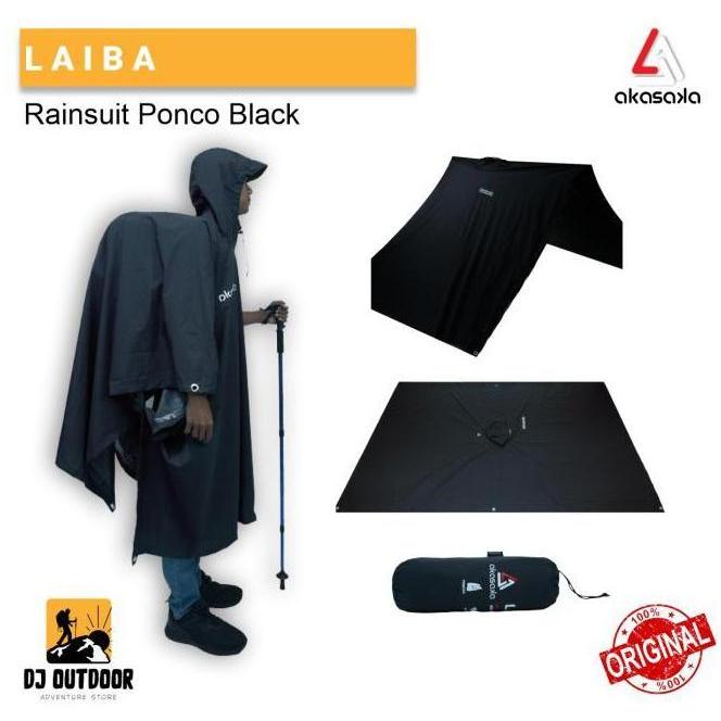 Jas Hujan / Rainsuit Ponco Akasaka Laiba Series Uni - Black