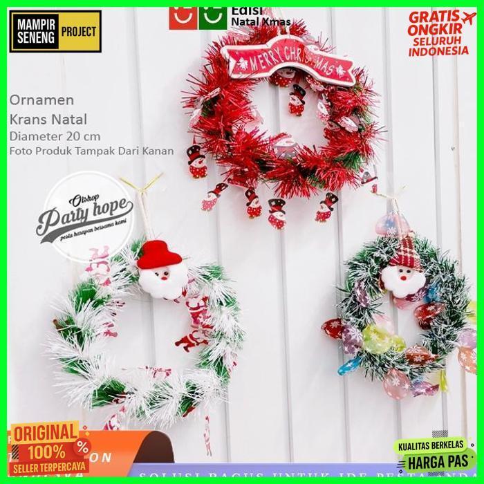Diskon Hiasan Natal Krans Snowman / Ornament Natal Ring Karangan Bunga Natal / Dekorasi Natal Pintu 