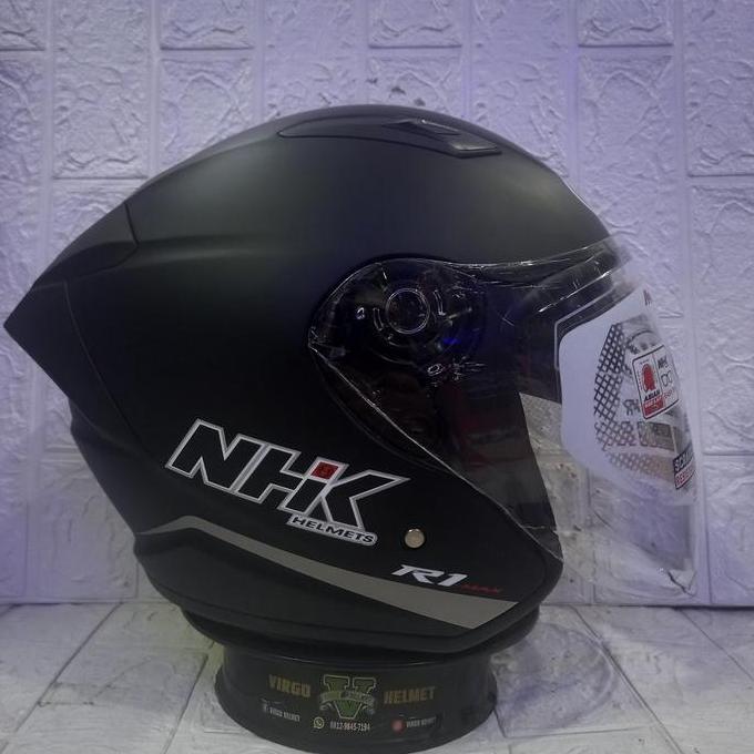 NHK HELM R-1 MAX SOLID BLACK DOFF|MATT NHK R1 MAX DOUBLE VISOR Terlaris