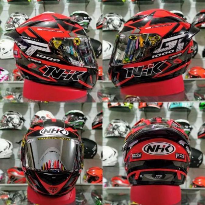 NHK HELM GP1000 MOTIF AXION BLACK GREEN DOFF PAKET GANTENG Terlaris