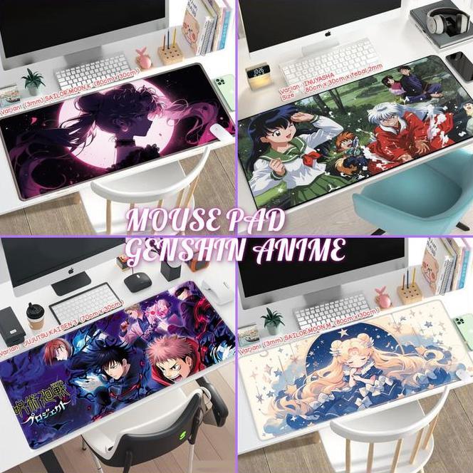 Luy Cat Mousepad Gaming Demon Slayer Genshin Anime Jepang Desk Mat Sailormoon Alas Mouse Demon Slaiy