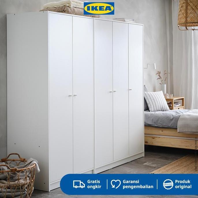 New Ikea Kleppstad Lemari Pakaian 3 Pintu Putih 117X176 Cm