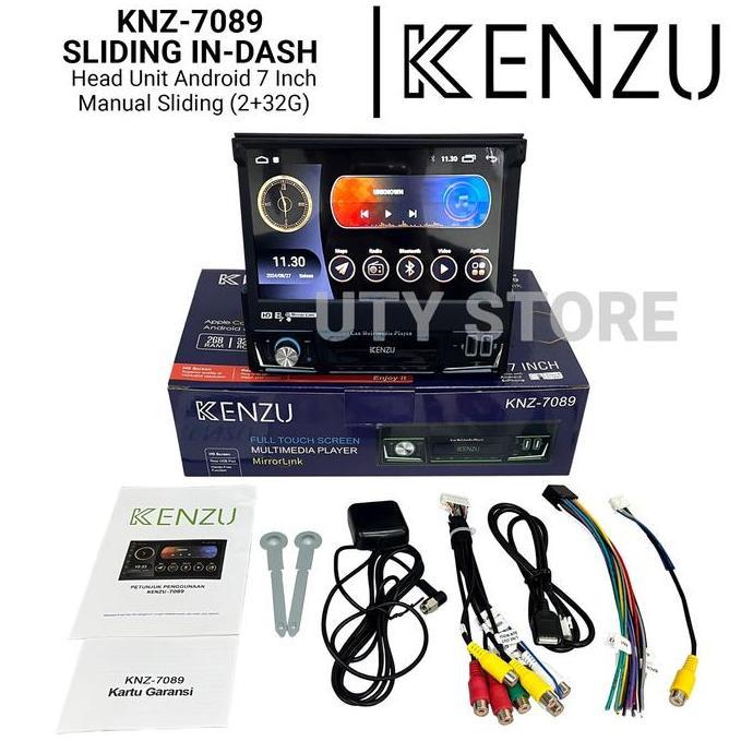 Head Unit Android Single DIN KNZ-7089 Sliding In-Dash Terlaris