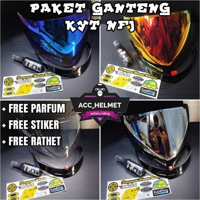PAKET GANTENG  VISOR IRIDIUM + SPOILER HELM KYT NFJ | LEBIH
