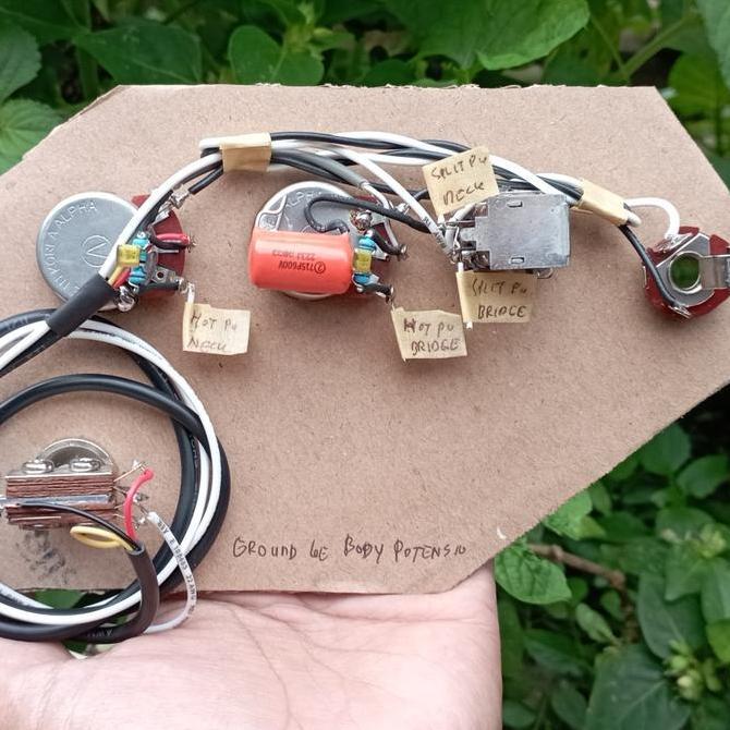 Prewiring Gitar HH 2 Volume 1 Tone Wiring Harness
