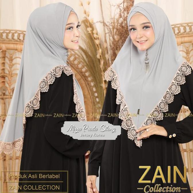 Jilbab Mirna Silang Variasi Renda Prada Import Zain Collection