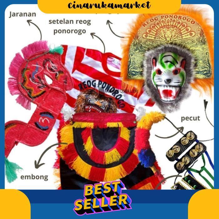 New Paket Setelan Reog Ponorogo|Lengkap Kostum Jaranan Anak|Set Lengkap Reog Anak|Jaran Pecut Topeng