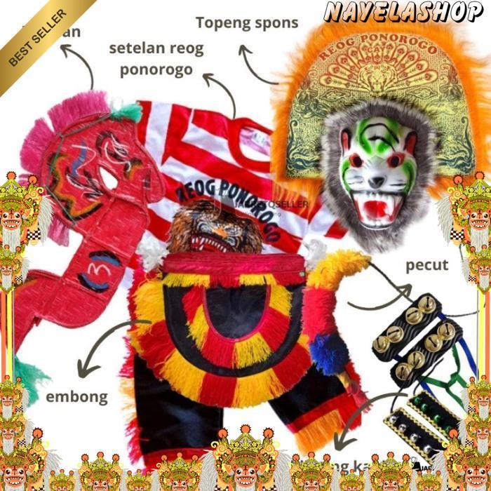 New Paket Setelan Reog Ponorogo|Lengkap Kostum Jaranan Anak|Set Lengkap Reog Anak|Jaran Pecut Topeng