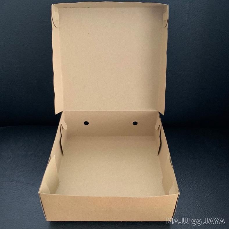 Bisa Cod Dus Kue / Kotak Makan Nasi R8 18Cm X 18Cm X 7Cm Kraft Cokelat (Ketebalan 330Gram) Finishing