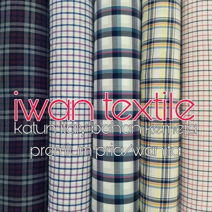 DF66 >> kain katun bahan kemeja kain kotak kotak katun italy katun premium