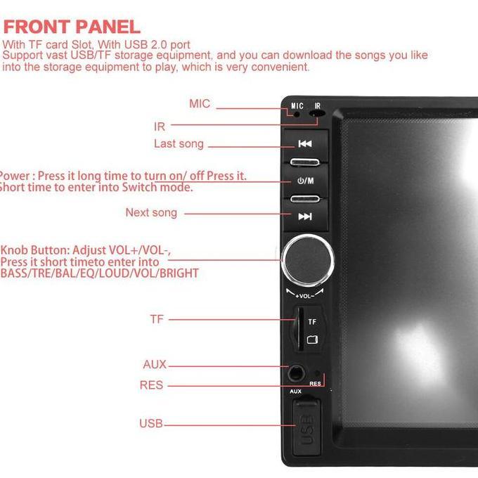7018B 7010B Head Unit Android Double Din 7 Inch Bluetooth Audio Car