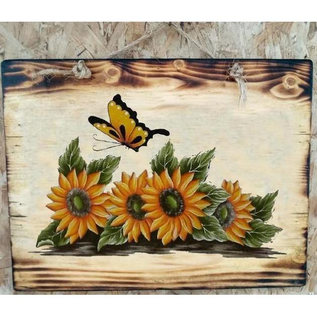 HIASAN DINDING LUKISAN BUNGA MATAHARI DEKORASI DINDING RUANG TAMU CAFE