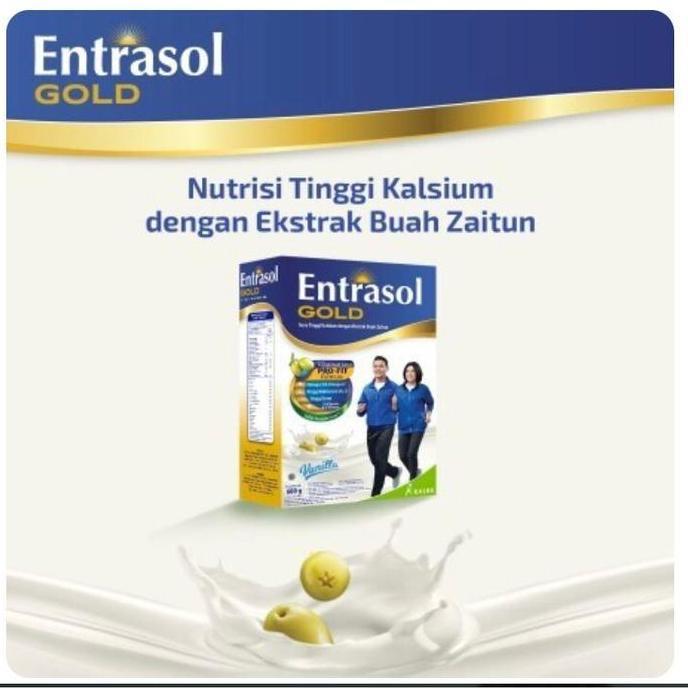 New- ENTRASOL GOLD 580 gram - Nutrisi Tinggi Kalsium + Ekstrak Buah Zaitun