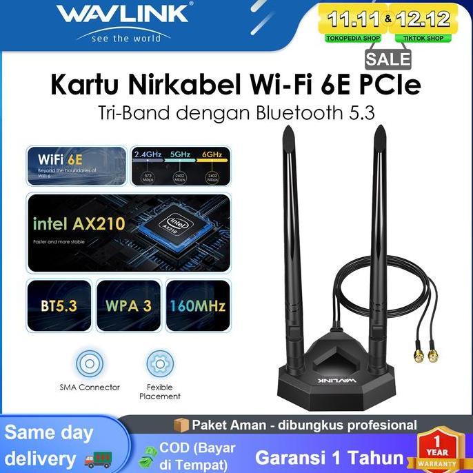 WAVLINK Antena Ekstensi Tri-band WiFi 6E (2.4GHz+5GHz+6GHz) - Antena Sinyal WiFi dengan Basis Magnet
