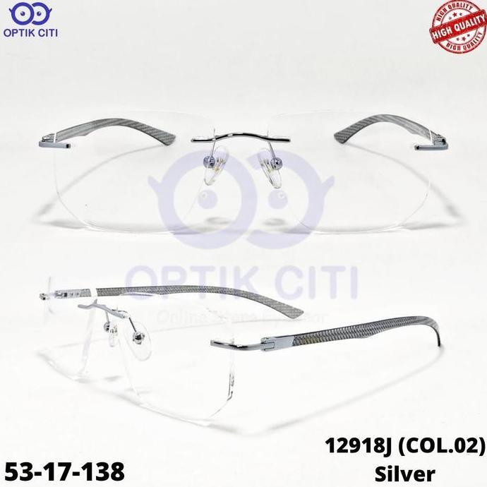 Frame Kacamata Pria Wanita Rimless Bor Titanium Carbon 12918 Terlaris