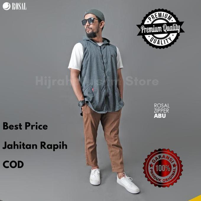 Rosal Baju Muslim Pria Rompi Sholat Koko Kurta Pakistan Hoodie Zipper Bahan Katun Baby Terry Terlari