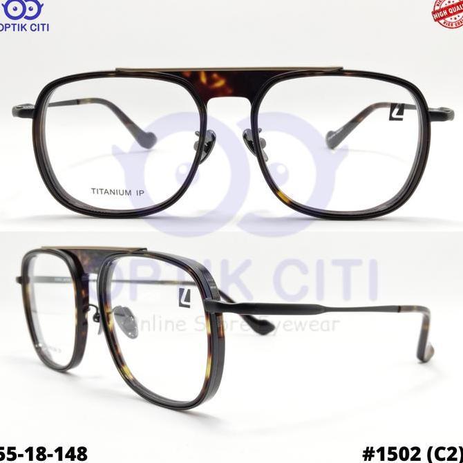 Frame Kacamata Pria Leix Eyewear Original Titanium 1502 Vintage Retro Terlaris