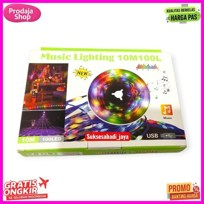Berkualitas Lampu Pohon Natal Music Lighting 10Meter 100Led/Lampu Musik 10Meter 100Led (Dekorasi Nat