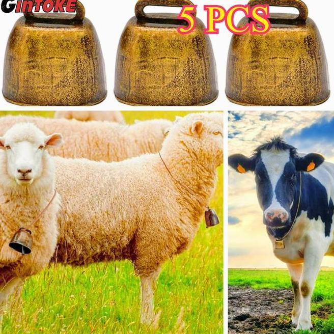 5Pcs Lonceng Sapi Lonceng Kalung Sapi Lonceng Kambing Klontongan Sapi Bel Sapi Lonceng Sapi Bunyi Ke