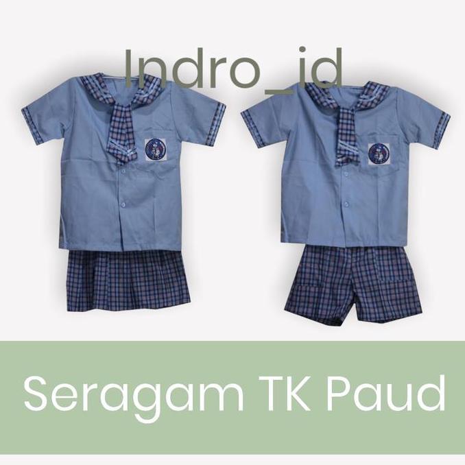 SERAGAM TK PAUD KOTAK-KOTAK BIRU