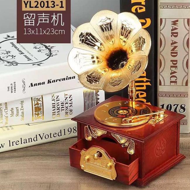 Kotak Musik Vintage Phonograph Box Musik Music Box