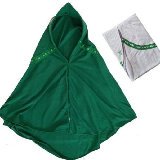 Jilbab Sekolah MI / Hijab Anak SD Islam Warna Hijau Putih Polos