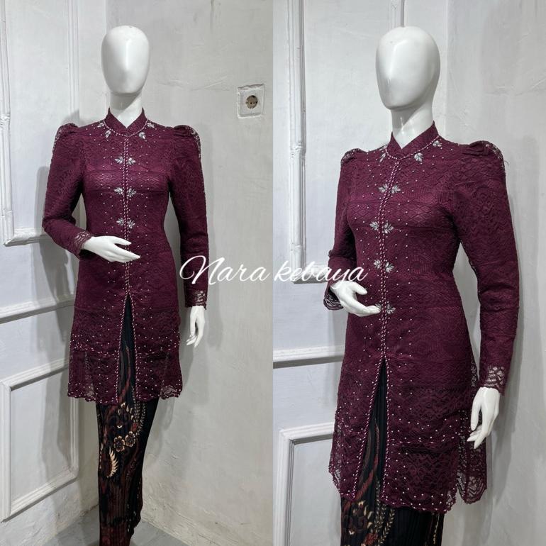 Kebaya tunik brokat kerah sanghai kebaya tunik modern kombinasi payet