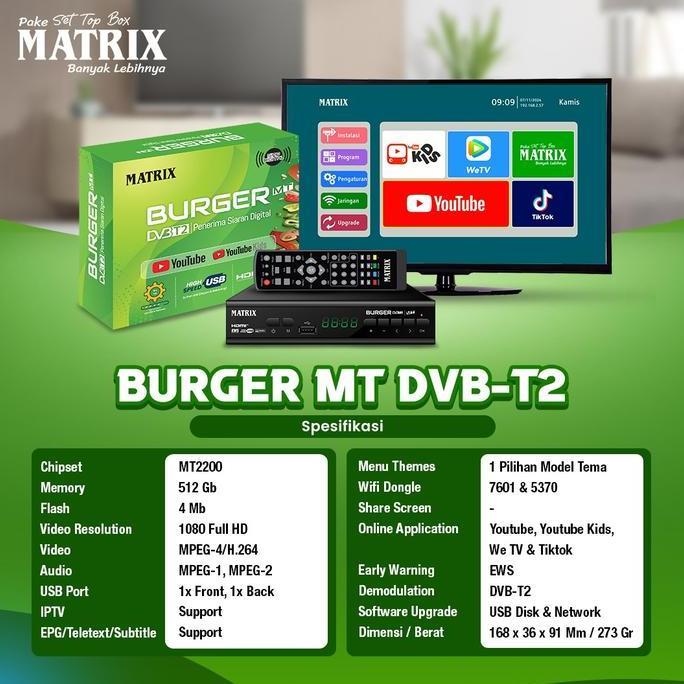 DV266 - SetTopBox Matrix Burger Hijau/STB DVB T2HD/Set Box TV Digital (Grosir)