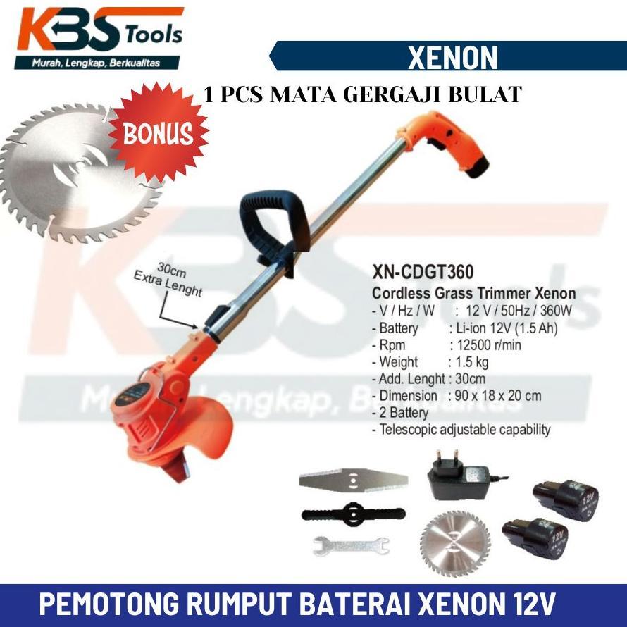 Mesin Potong Rumput Baterai XENON - Brush Cutter Cordless 2 Baterai - Mesin Pemotong Rumput Batrai