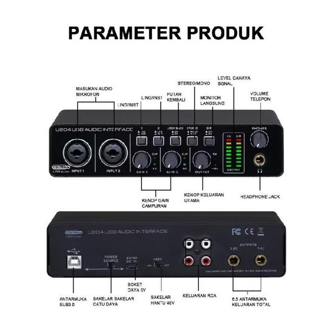 Bomge U204 USB Audio Interface  For PC Komputer Recording Music [terbaik]
