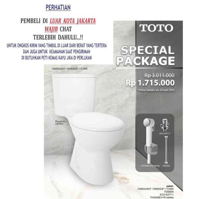Promo KLOSET TOTO CW633 JW/F SW633JP + TC505 PAKET SPECIAL COD