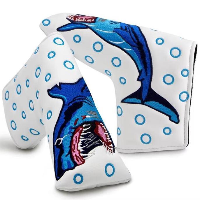 White Shark Putter Blade Golf Head Cover Golf Penutup Sarung Stick Golf Club