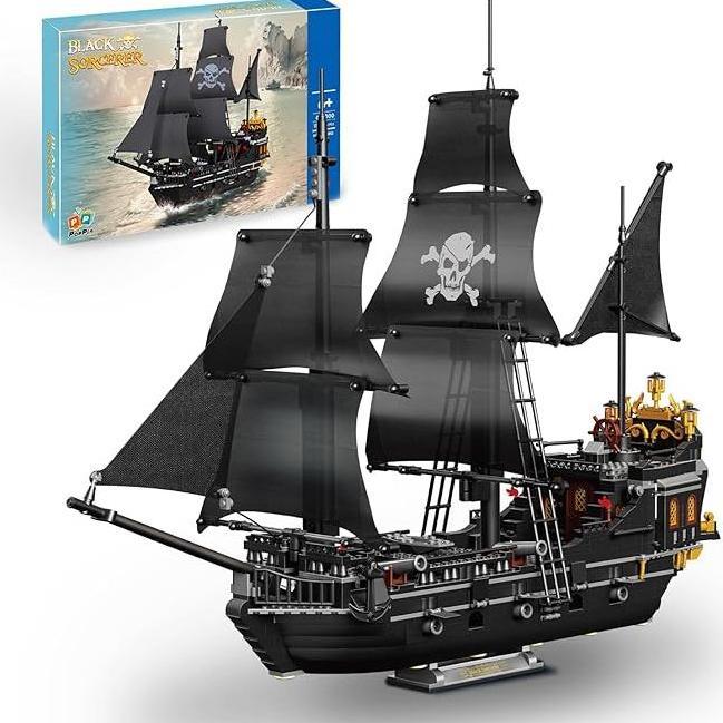 Pirate Ship Building Kit, Black Pearl Caribbean Pirate