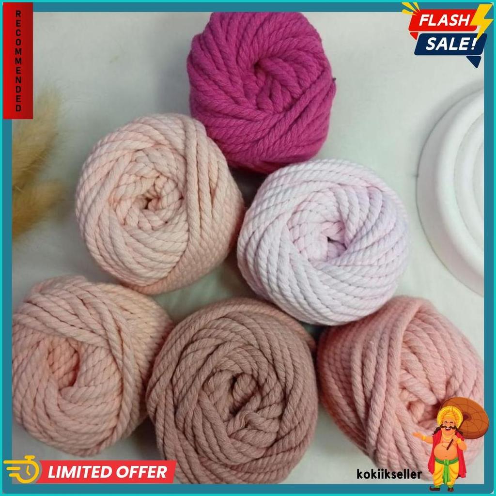 Cusss Serbu 4 Mm Tali Benang Katun Macrame Murah Warna Pastel Berat 100 Gram Ukuran 4 Mm