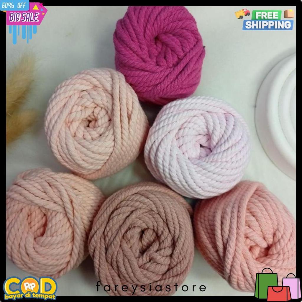 50% Off 4 Mm Tali Benang Katun Macrame Murah Warna Pastel Berat 100 Gram Ukuran 4 Mm