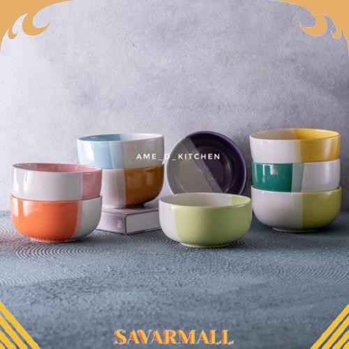 Grosir Mangkok Bijian Keramik Bulat Two Tone 10 Warna