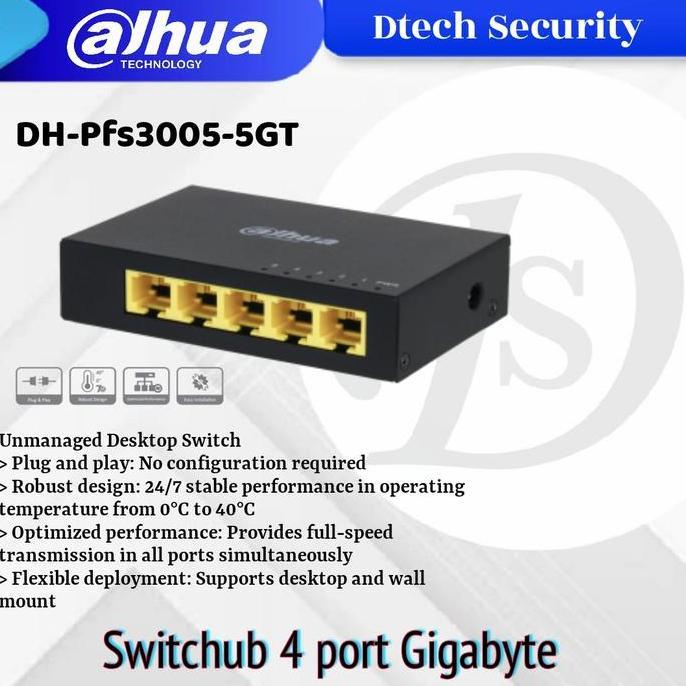 Switch Hub Gigabyte 4 port Dahua Pfs3005-5GT / Swithub dahua gigabyte