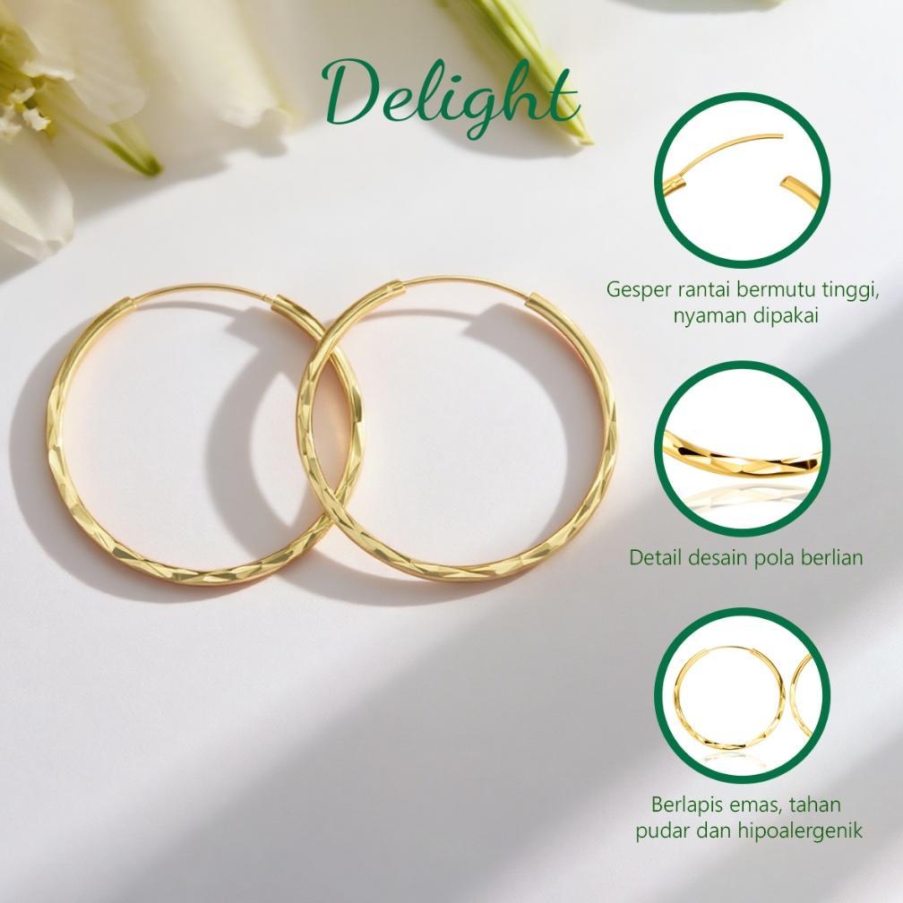 Delight Anting bundar besar untuk wanita gaya Korea Anting -anting emas