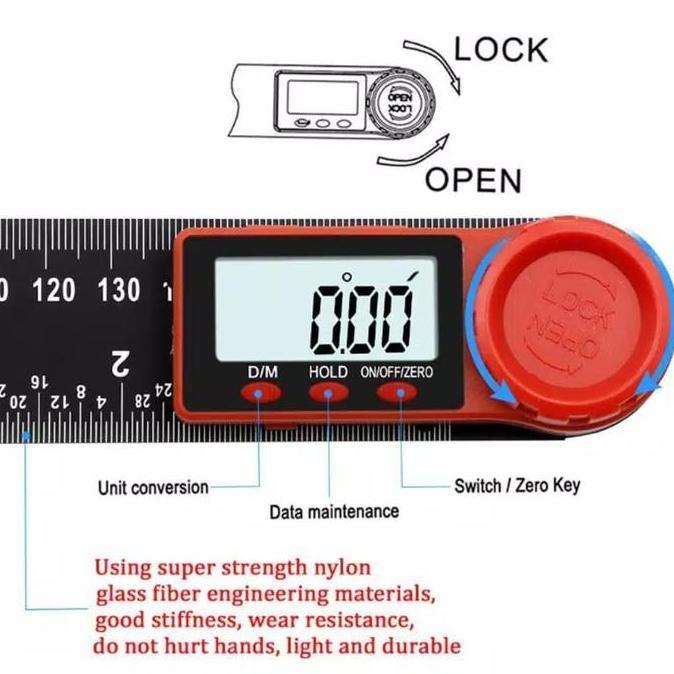 Penggaris Siku Busur Derajat Digital