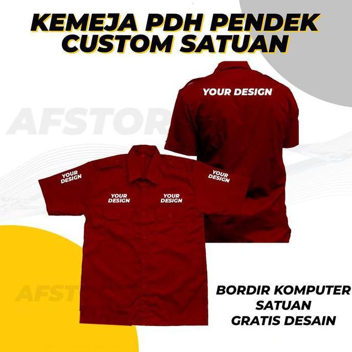Kemeja Seragam PDL Lengan Pendek Custom Bordir Satuan Design Suka Suka