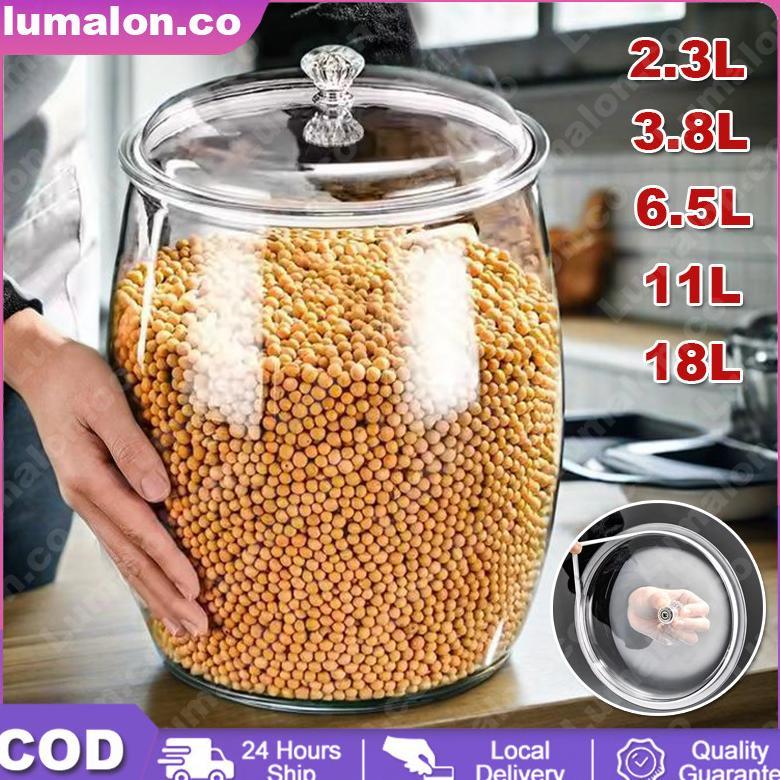 BANMOTSTORE Penjualan Panas Wadah Plastik Tertutup Berkapasitas Ekstra Besar, Stoples Transparan Tah