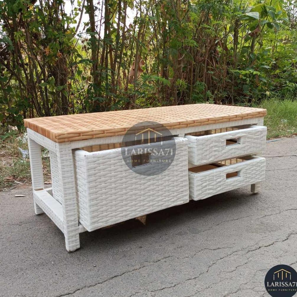 Meja TV Minimalis Rotan Sintetis Lemari Plastik Rotan Sintetis Murah