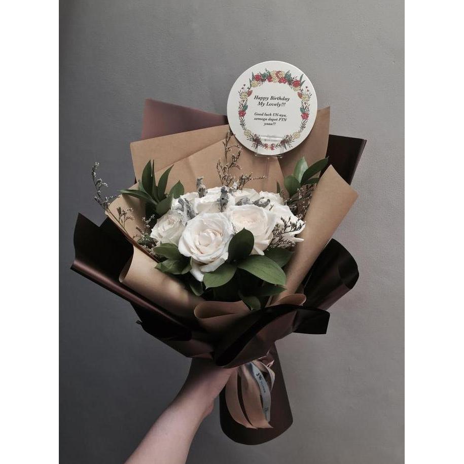 Terlaris Buket Bunga Hand Bouquet Mawar Putih
