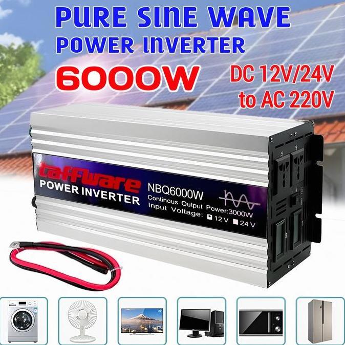 Inverter DC ke AC 6000 Watt Pure Sine Wave DC 12V 24V 48V  ke AC 220V