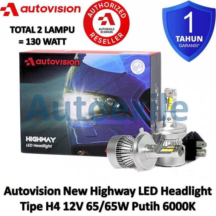 Autovision Highway LED Headlight H4 12V Putih 6000K White Watt Tinggi Garansi Lampu Low High Beam De