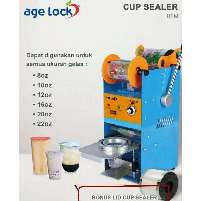 Mesin press tutup gelas cup sealer age lock 22oz dan q2